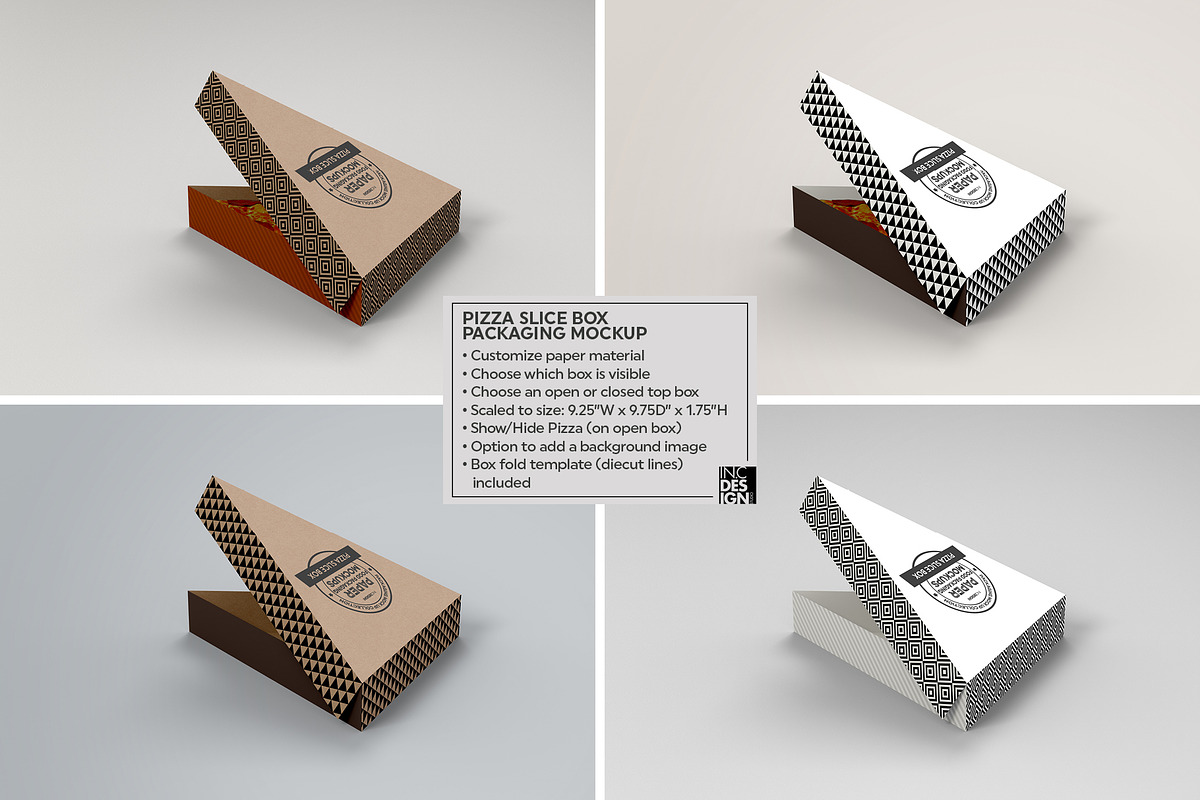 Pizza Slice Box Packaging Mockup, a Cups & Container Mockup by INCDesign (Photo 3 of 9)