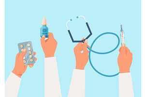 Medical equipment in doctor hands