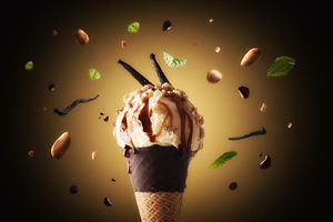 Vanilla Caramel Ice Cream Cone with Almonds, a Food & Drink Photo by Davizro's Market