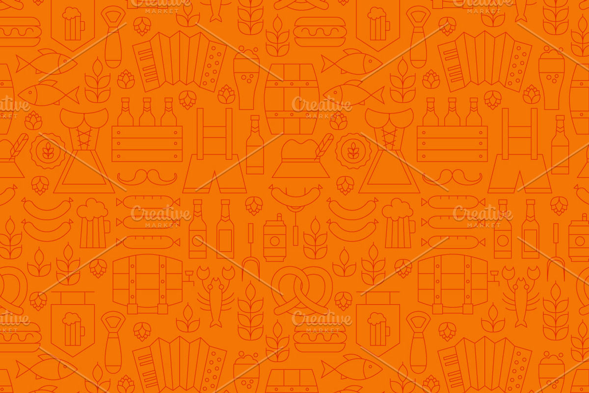 Oktoberfest Beer Line Patterns, a Pattern Graphic by Anna_leni (Photo 2 of 7)
