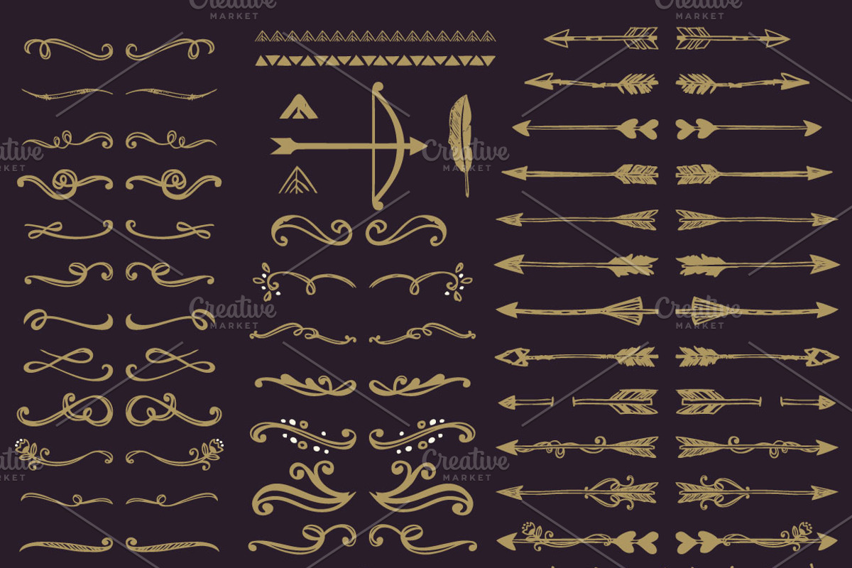 200 Vector Hand Drawn Elements, a Decorative Illustration by SasiHouse (Photo 3 of 4)