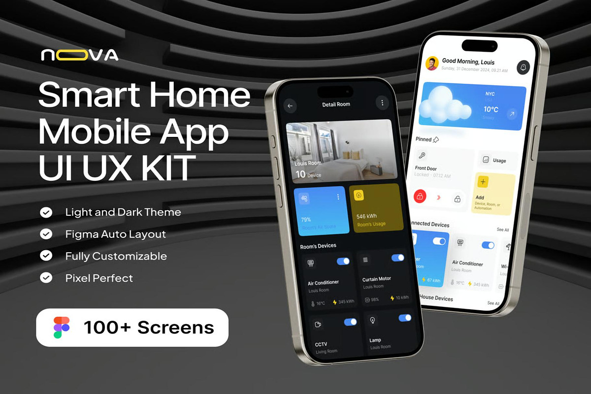 Nova - Smart Home Mobile App UI KIT, an UI Kit Template by Lumina_ui_ux202 (Photo 1 of 7)
