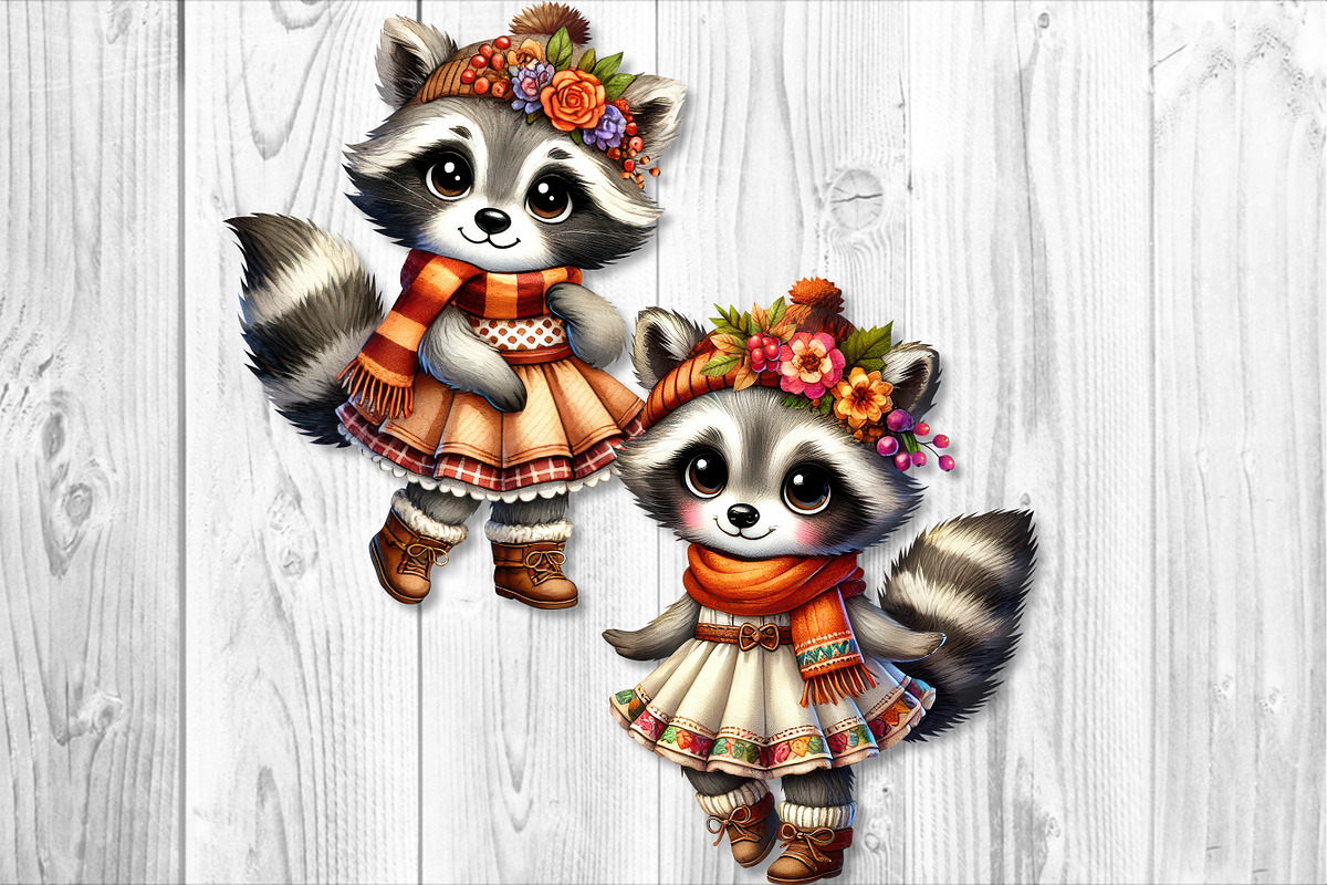 Autumn Cute Raccoon Clipart Set, a Seasonal Illustration by V Design Creator (Photo 8 of 9)