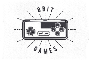 Retro 80's Videogame Joystick Emblem