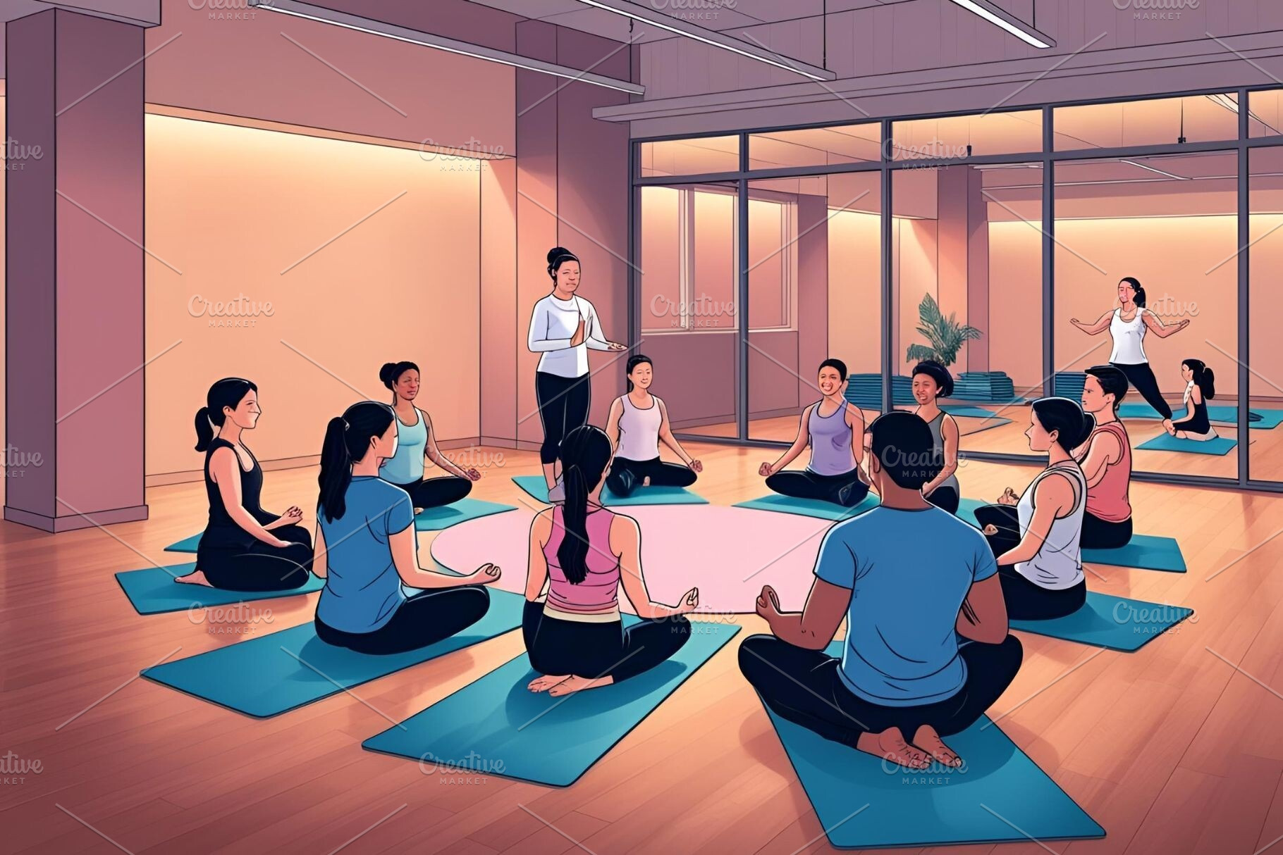 Group doing yoga, a Sports & Recreation Photo by ComfortQ
