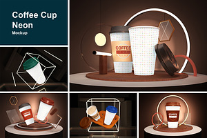 Coffee Cup Neon Mockup