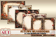 Autumn mushrooms Blank background, a Seasonal Illustration by CraftArtStory (Thumbnail 2 of 4)