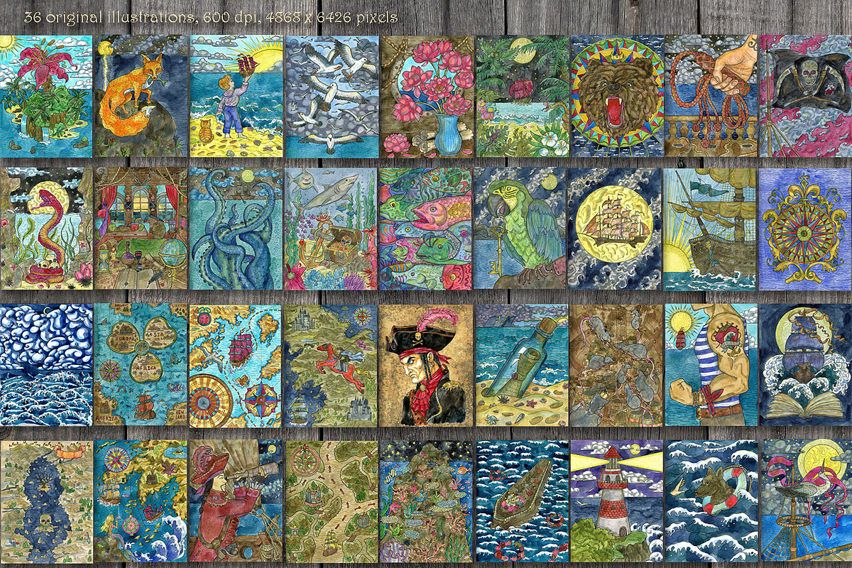 Old Marine Lenormand Deck colorful, a Transportation Illustration by Samiramay (Photo 3 of 7)