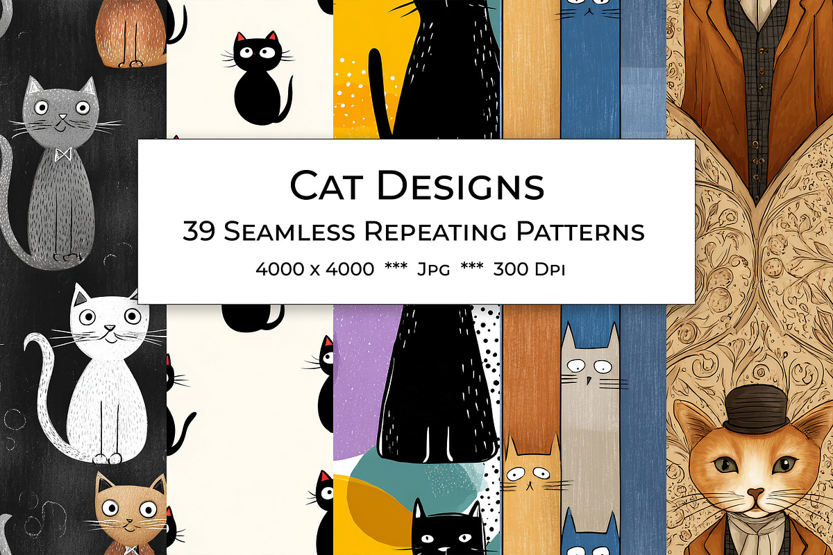 Cat Retro Art Style Patterns, a Pattern Graphic by karenfoleyphoto (Photo 1 of 9)