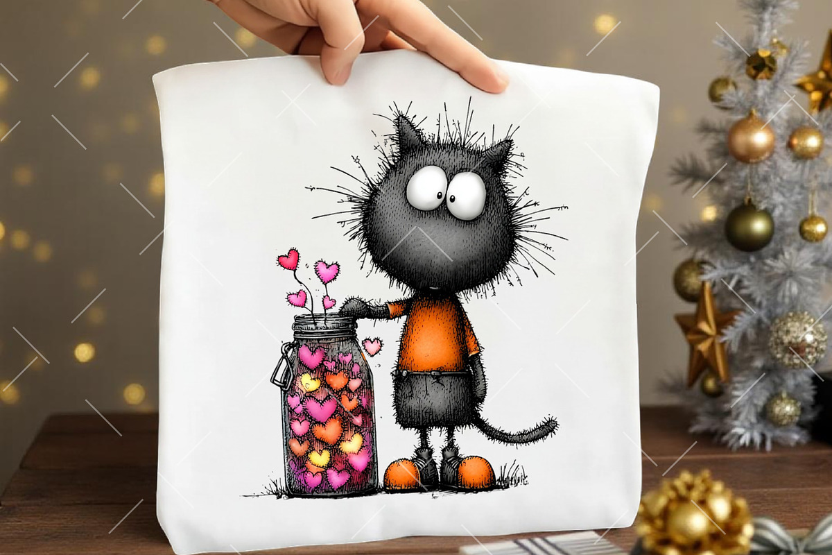 Quirky Valentine Black Cat Clipart, an Illustration by OK Design (Photo 6 of 6)