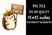 Cute Autumn Hedgehog Garden Clipart, an Illustration by Designking (Thumbnail 4 of 4)