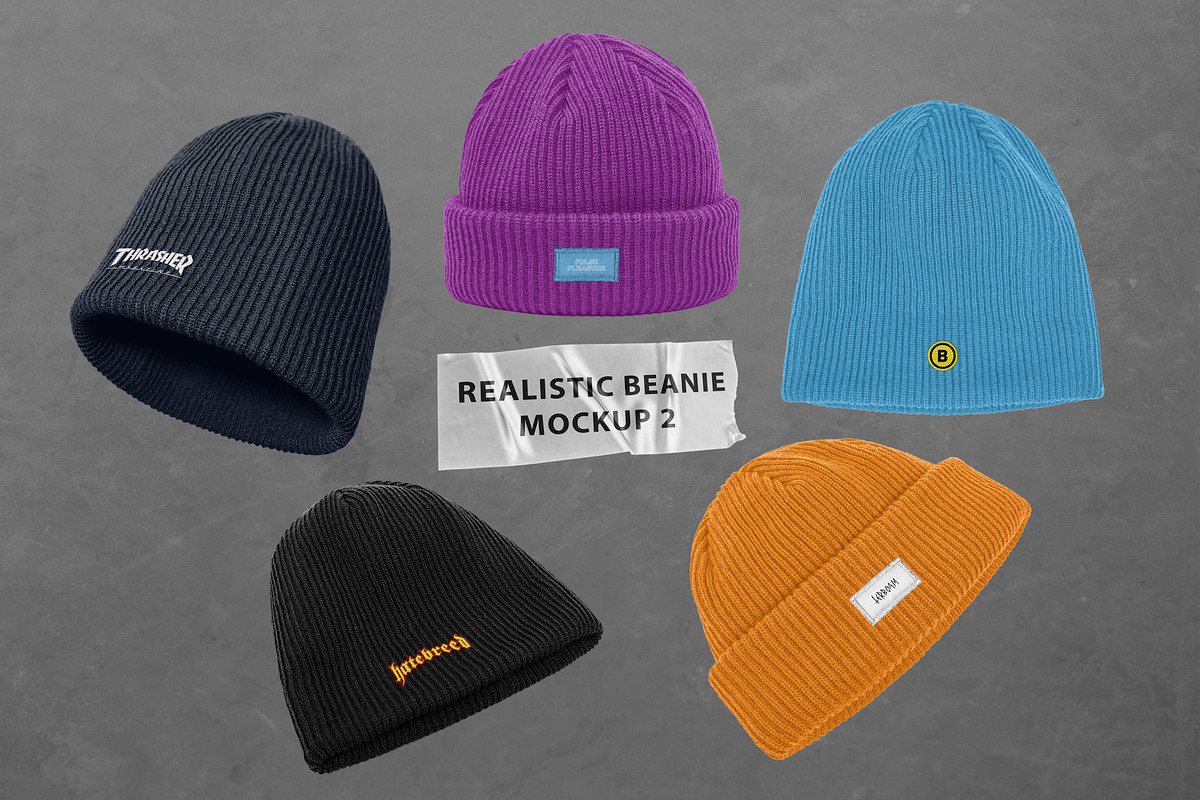 Realistic Beanie Hat Mockup 2, a Hat Mockup by Uncentrifuged Pressure (Photo 1 of 13)