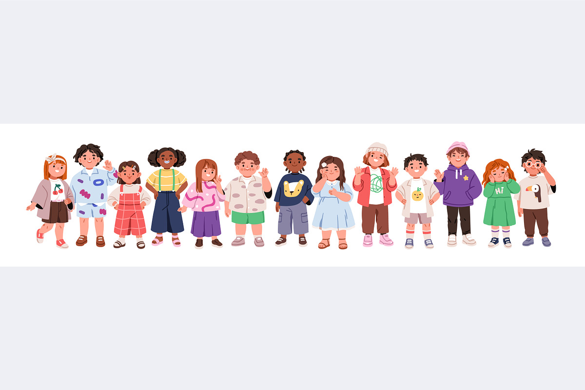 Cute diverse kids set + banner, a Person Illustration by Good Studio (Photo 4 of 5)