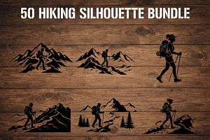 50 Hiking Silhouette Bundle, a Person Illustration by Amazin_art