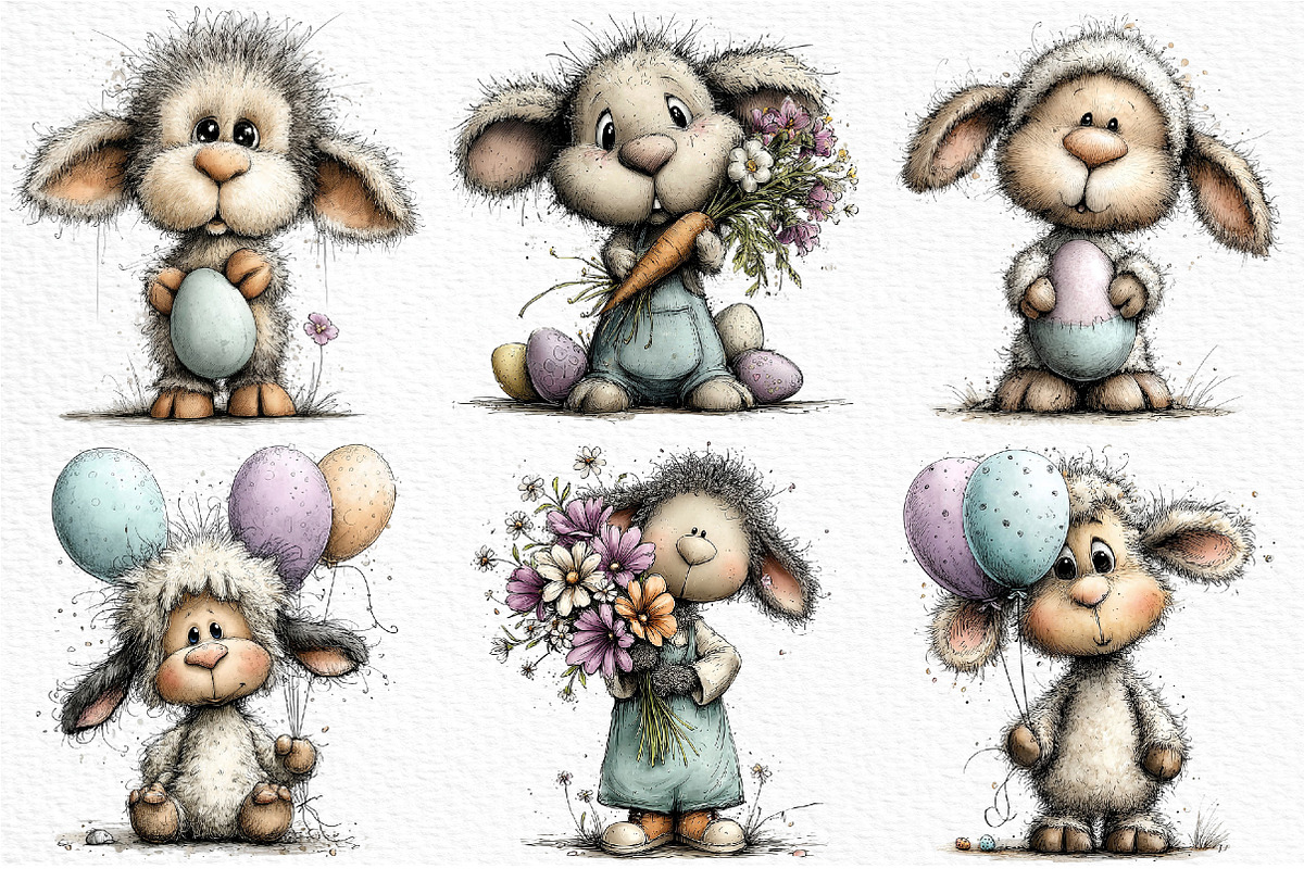 Whimsical Easter Lamb Clipart, an Illustration by Craft Nest (Photo 6 of 11)