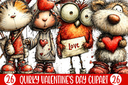 Quirky Valentine's Day Clipart, an Illustration by Designking (Thumbnail 1 of 5)