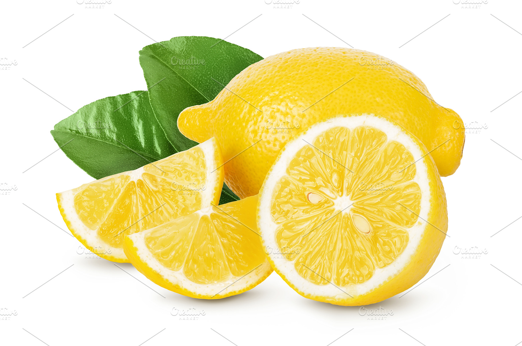 Ripe lemon with half and slices, a Food & Drink Photo by NataPhoto