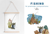 Watercolor Fishing Collection, an Object Illustration by Olya Haifisch (Thumbnail 4 of 9)