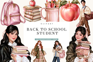 Back to School Student Clipart, a Person Illustration by BusyDaydesign