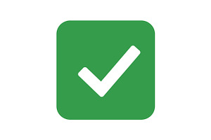 Green check mark icon in flat design, an Illustration by designvectx