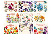 Flowers 50 cliparts, big Bundle, a Decorative Illustration by Hello My Print (Thumbnail 7 of 10)