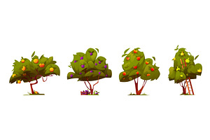 Cartoon orchard fruit trees set for, an Object Illustration by art PVP - market