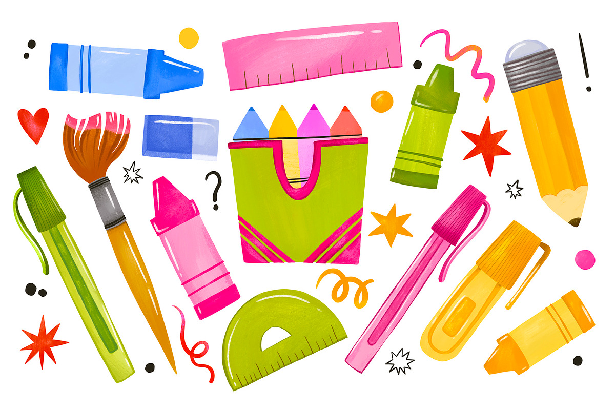 Watercolor Back to School Clipart, an Object Graphic by the_myro (Photo 2 of 9)