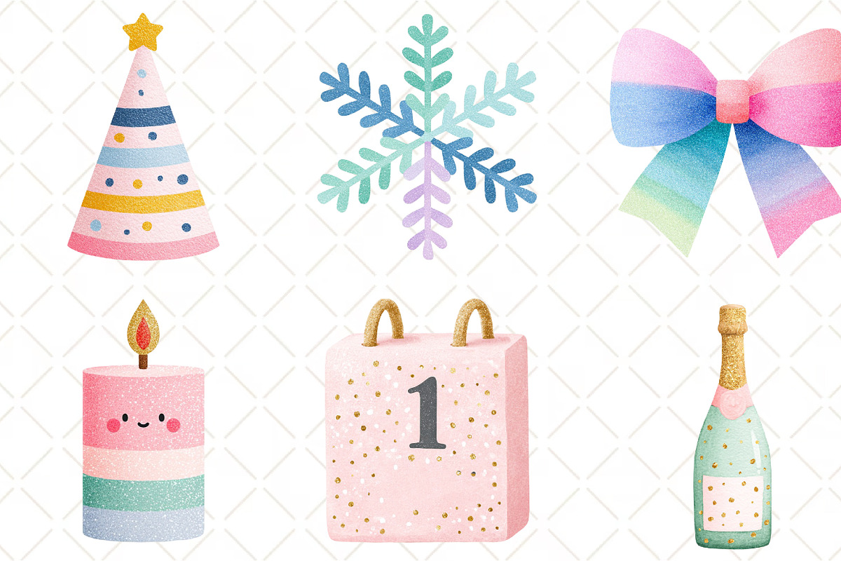 Glitter New Year Clipart, an Illustration by Black Bird Studio (Photo 6 of 6)