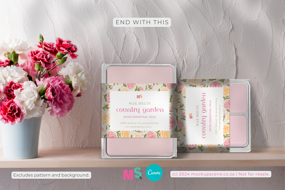 Wax Melts Label Mockup for Canva, a Packaging Mockup by Mockup Scene (Photo 13 of 17)