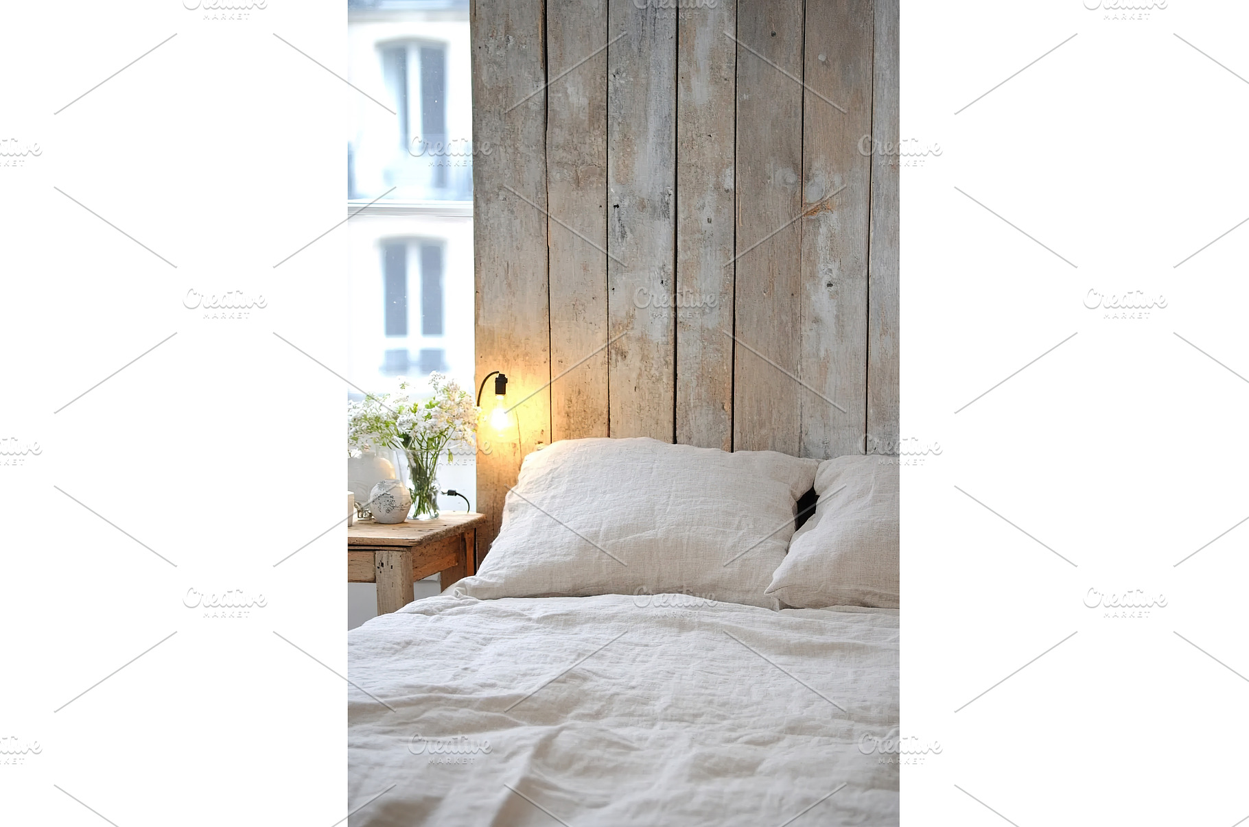 Cozy rustic bedroom with wooden wall, an Arts & Entertainment Photo by Lermont51