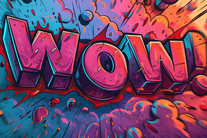 Bold and colorful graffiti-style artwork featuring the word 'WOW!' vividly illu, a Background Photo by ImageMir