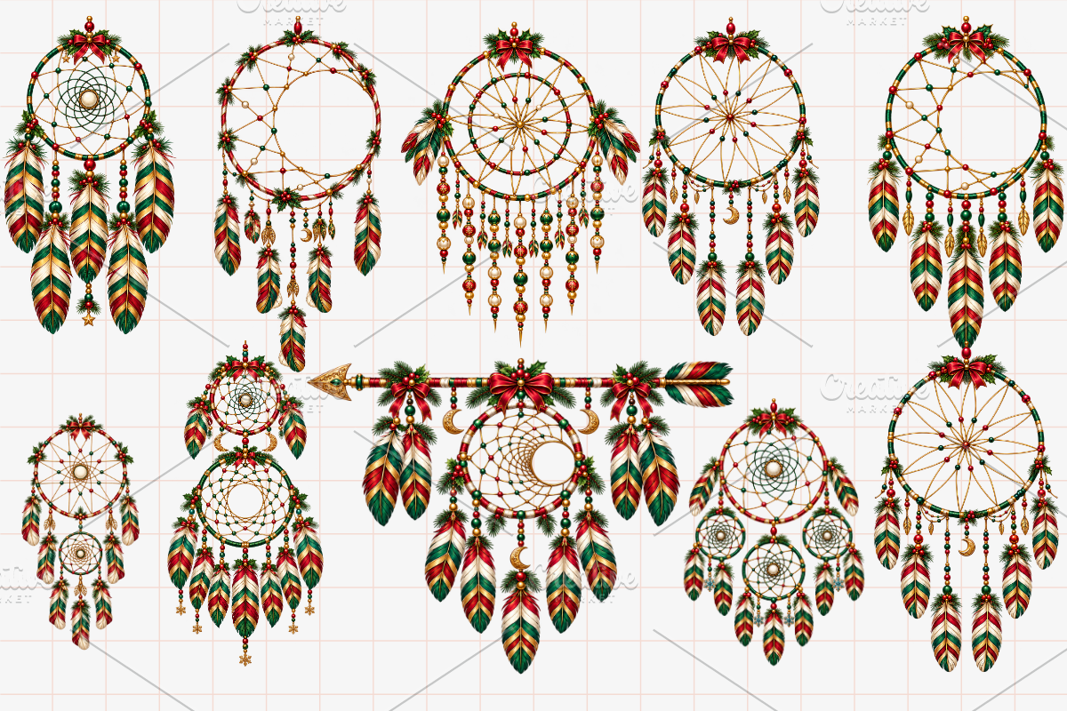 Christmas Dream Catcher Bundle, a Seasonal Illustration by Ink Gallery (Photo 2 of 10)
