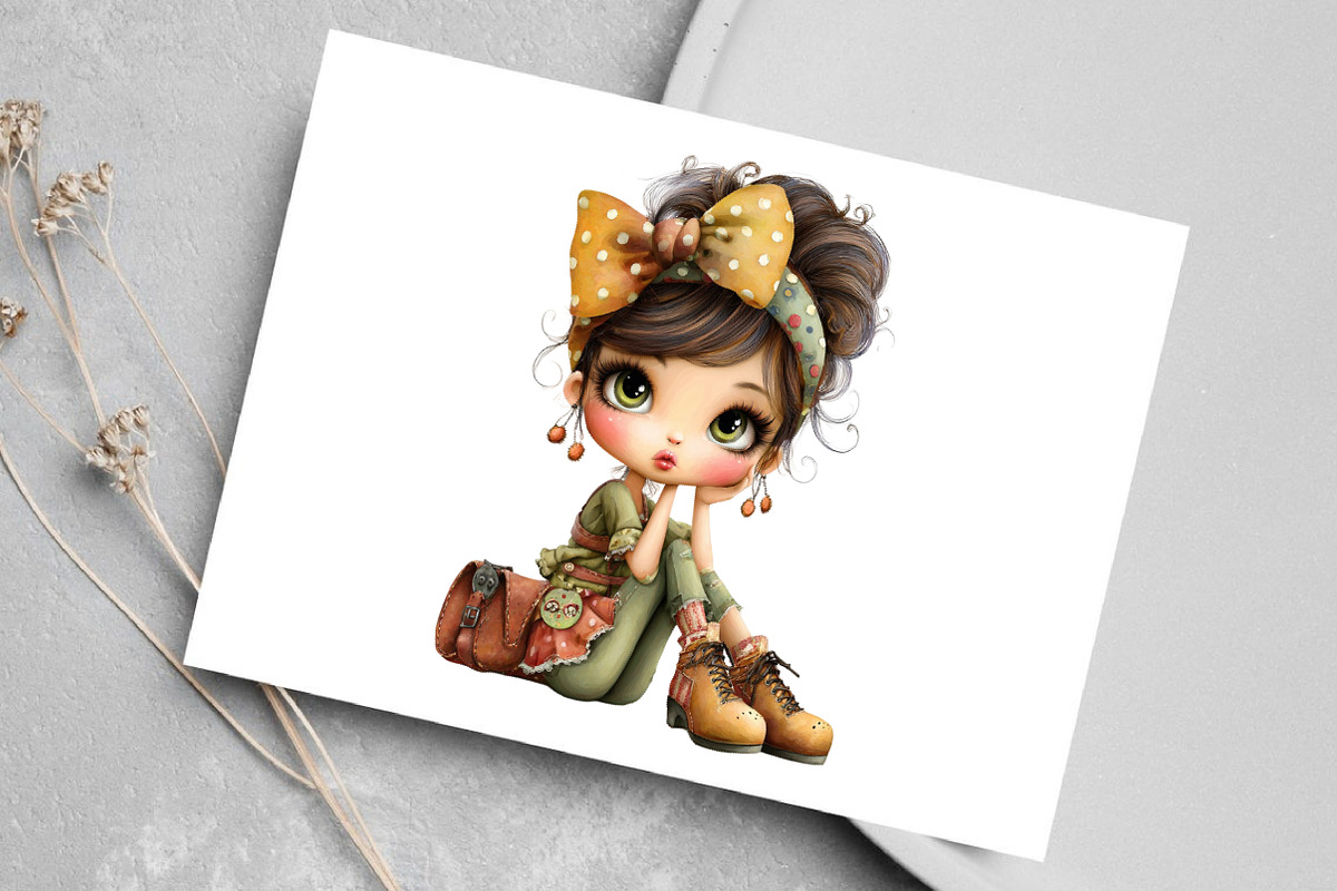 Watercolor Retro Girls Clipart, an Illustration by Canvas Craft (Photo 7 of 8)