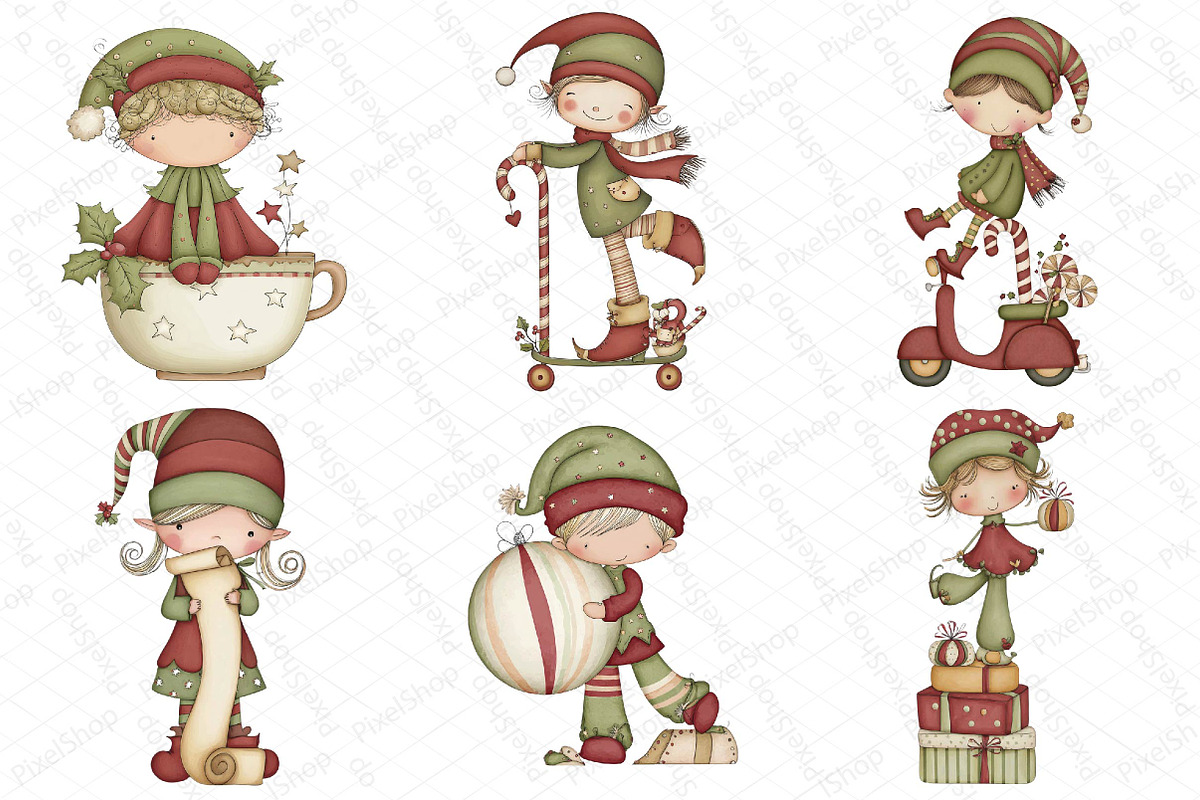Quirky Christmas Elf Clipart, an Illustration by DreamPrint404 (Photo 3 of 6)