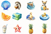 Watercolor Summer Animal Clipart, an Illustration by Designworld (Thumbnail 6 of 6)