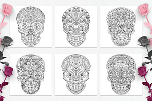 Skulls With Folk Floral Ornaments