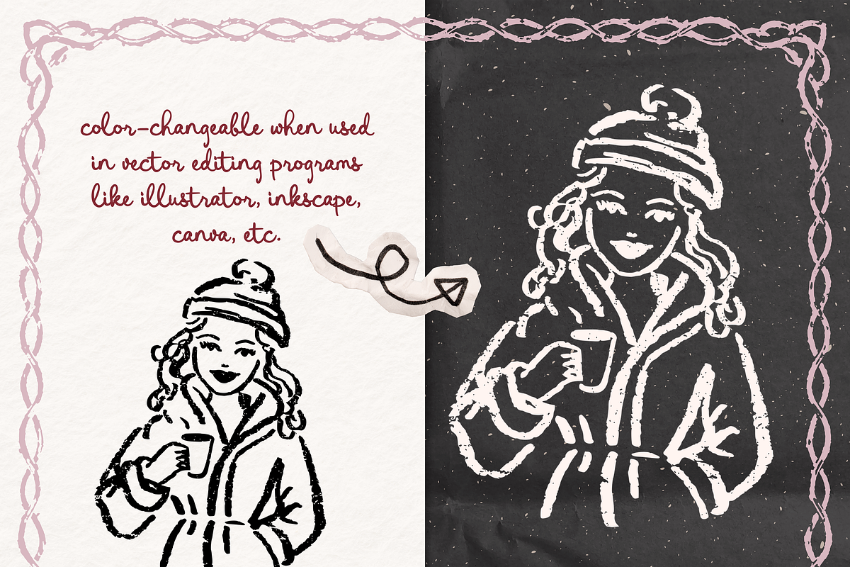 Ski Girls Clipart, Winter Doodles, a Person Illustration by The October Creative (Photo 2 of 6)