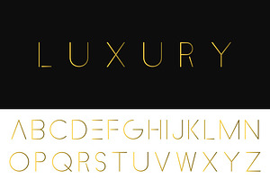 Luxury Minimal Alphabet. Gold Font