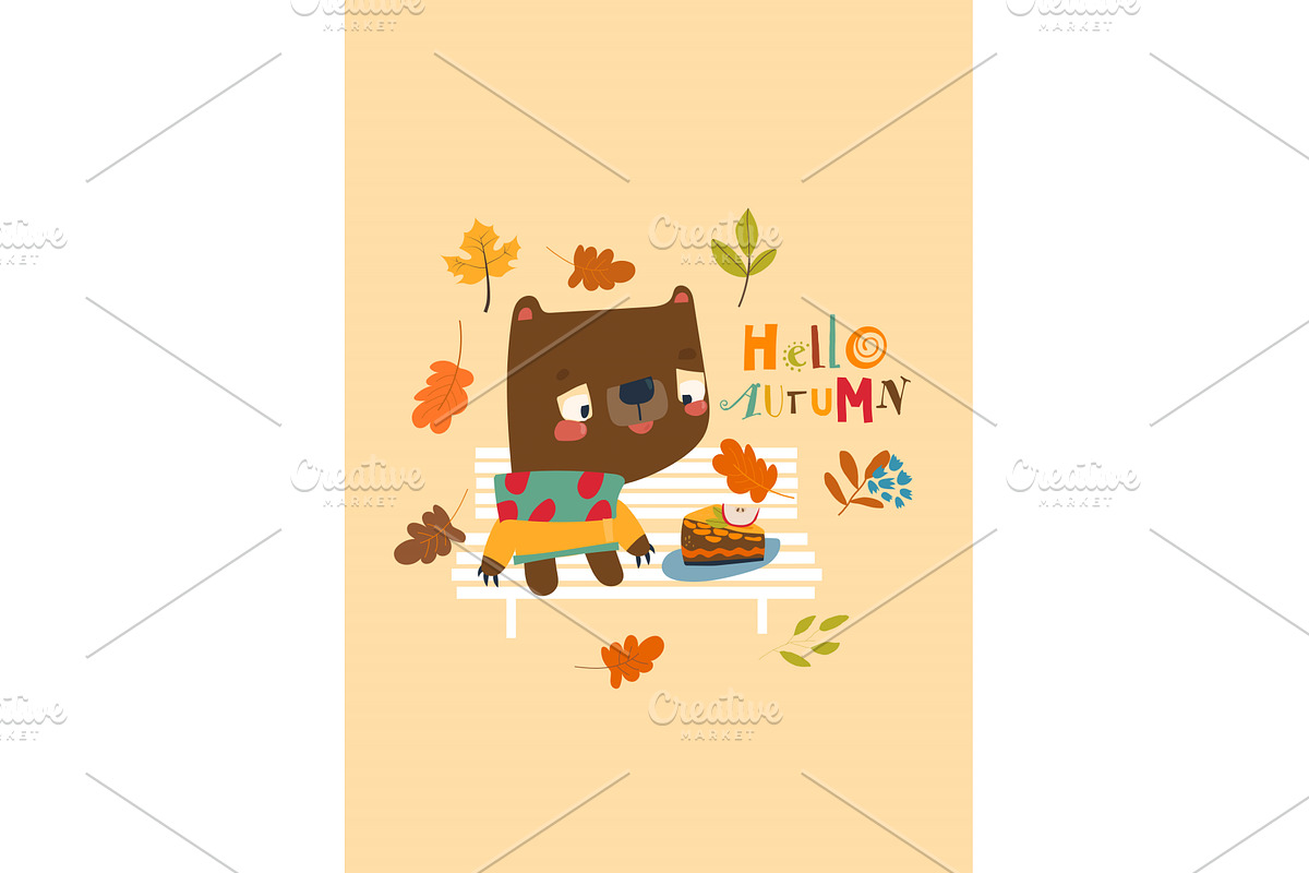 Cute Bear in Sweater sitting on, an Animal Illustration by Maria Starus
