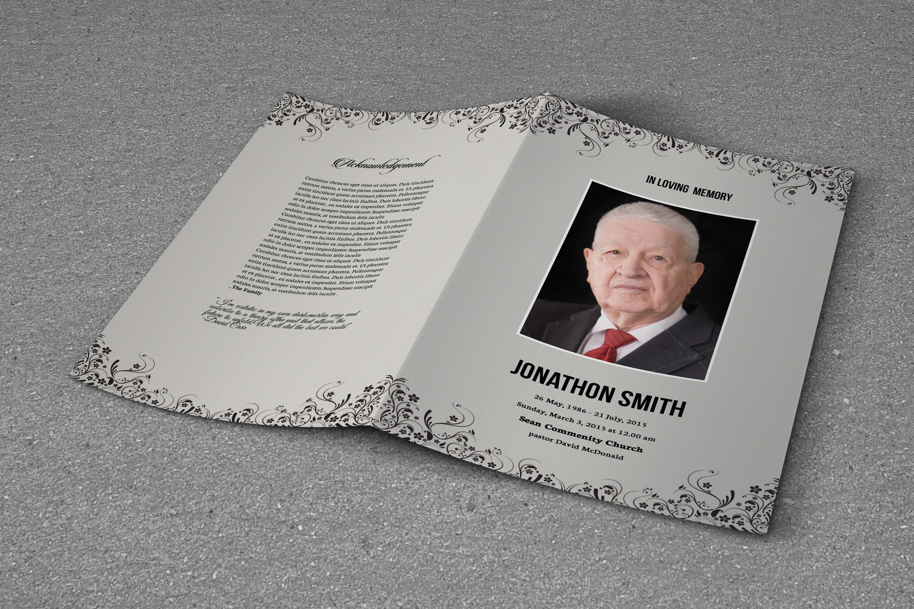 Funeral Program Template-T610 | Brochure Templates ~ Creative Market