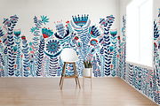 Blue Folk Art Garden, a Pattern Graphic by Arie Clares (Thumbnail 7 of 13)