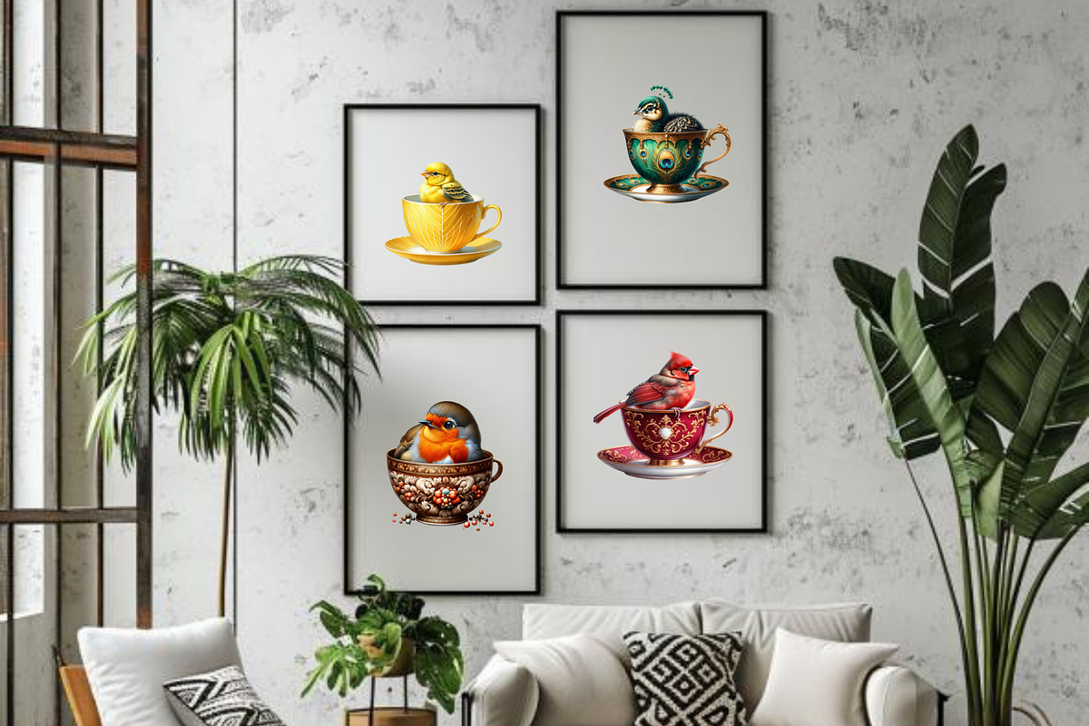 BIRDS IN TEACUP CLIPART PACK, an Animal Illustration by Daring Digies (Photo 6 of 7)