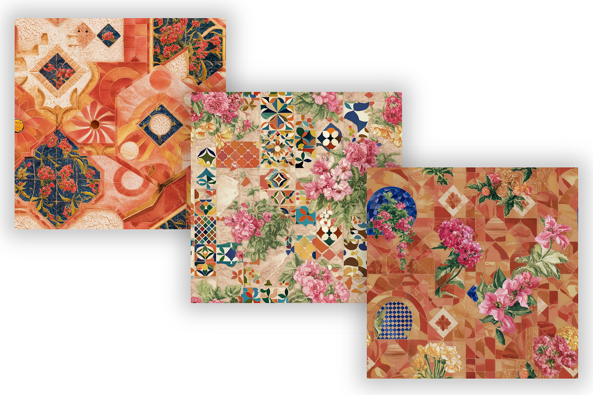 Mosaic Mediterranean Blossoms, a Pattern Graphic by FloridPrintables (Photo 7 of 7)