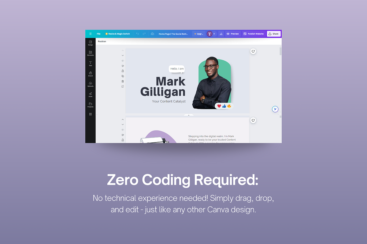 Canva Website For Content Creators, a Landing Page Template by Templics by Zoya (Photo 2 of 6)