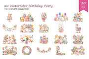 Watercolor Birthday Party Clipart, a Decorative Illustration by BerryPieArt (Thumbnail 2 of 4)