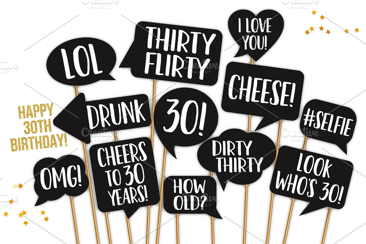 30th Birthday Photo Booth Props, an Illustration by Love Giftery (Photo 1 of 2)