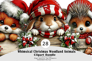 Whimsical Christmas Woodland Animals, a Seasonal Illustration by CreationArt
