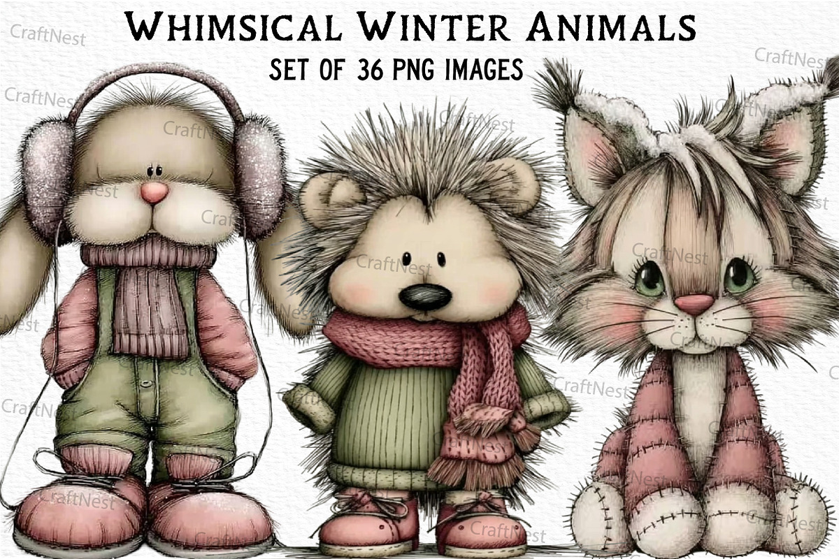 Whimsical Winter Animals Clipart, an Illustration by Craft Nest (Photo 1 of 6)