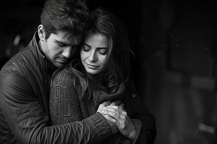 Romantic embrace of couple in emotional moment of connection, a Photo by AS photostudio