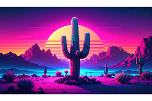 Retro-futuristic cactus landscape, an Arts & Entertainment Photo by Igor Tichonow